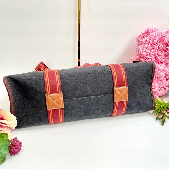 NEW COACH Spin Tote 42 Signature Jacquard in Black/Red - Picture 12 of 14